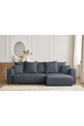 Canapé d'angle réversible convertible Sidonie - Bleu foncé - Couchage 231 x 133 cm