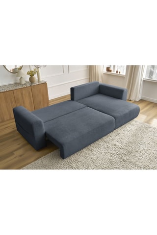 Canapé d'angle réversible convertible Sidonie - Bleu foncé - Couchage 231 x 133 cm