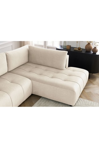 Canapé d'angle gauche panoramique convertible Arsene - Beige - Couchage 135 x 325 cm