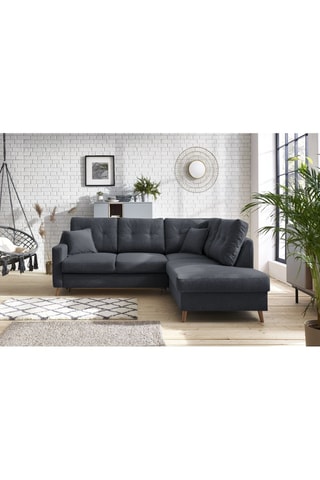 Canapé d'angle droit convertible avec coffre Sweden - Anthracite - Couchage 128 x 196 cm