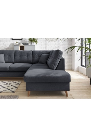 Canapé d'angle droit convertible avec coffre Sweden - Anthracite - Couchage 128 x 196 cm
