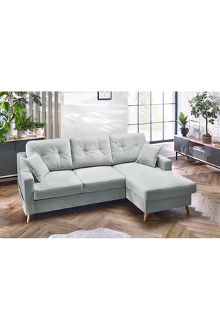 Canapé d'angle droit convertible Sweden - Gris clair - Couchage 128 x 196 cm
