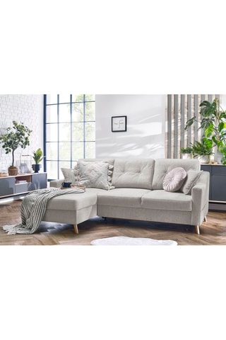 Canapé d'angle gauche convertible Sweden - Crème - Couchage 128 x 196 cm