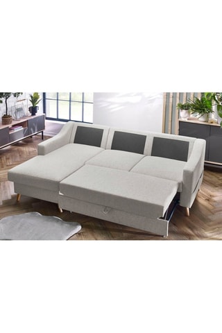 Canapé d'angle gauche convertible Sweden - Crème - Couchage 128 x 196 cm
