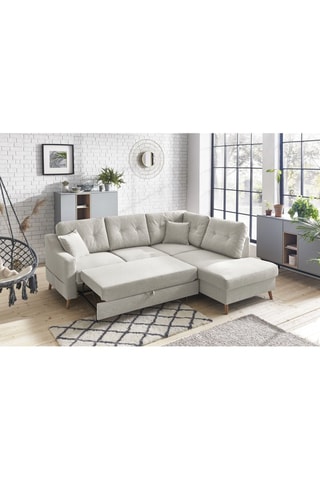 Canapé d'angle droit convertible Sweden - Crème - Couchage 130 x 200 cm