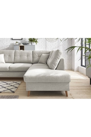 Canapé d'angle droit convertible Sweden - Crème - Couchage 130 x 200 cm