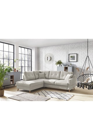 Canapé d'angle gauche convertible Sweden - Crème - Couchage 130 x 200 cm