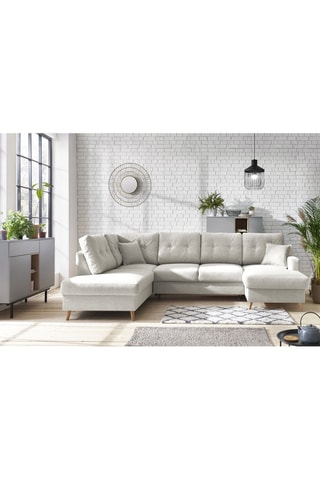 Canapé d'angle panoramique convertible droit Sweden - 
Crème - Couchage 260 x 130 cm