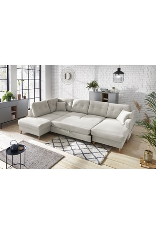 Canapé d'angle panoramique convertible droit Sweden - 
Crème - Couchage 260 x 130 cm