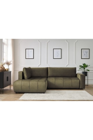 Canapé d'angle gauche convertible Arsene - Vert - Couchage 135 x 204 cm