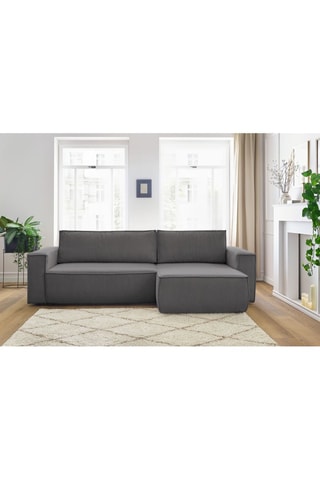 Canapé d'angle réversible convertible Nihad - Gris foncé - Couchage 231 x 130 cm