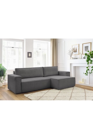 Canapé d'angle réversible convertible Nihad - Gris foncé - Couchage 231 x 130 cm