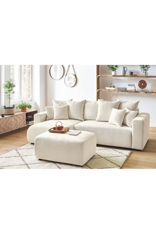 Canapé d'angle réversible convertible et pouf Envy - Crème - Couchage 231 x 130 cm