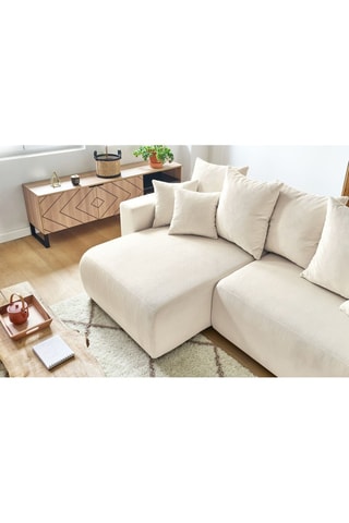 Canapé d'angle réversible convertible et pouf Envy - Crème - Couchage 231 x 130 cm