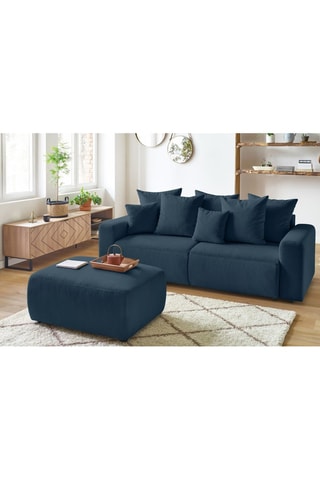Canapé convertible et pouf Envy - Bleu foncé - Couchage 152 x 190 cm
