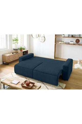 Canapé convertible et pouf Envy - Bleu foncé - Couchage 152 x 190 cm
