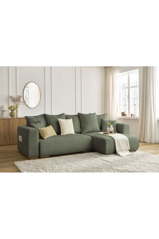 Canapé d'angle réversible convertible Sidonie - Vert - Couchage 231 x 133 cm