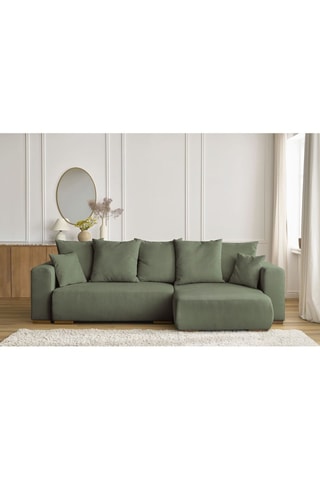 Canapé d'angle réversible convertible Sidonie - Vert - Couchage 231 x 133 cm
