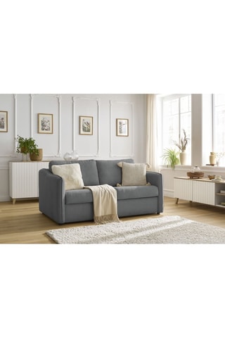 Canapé convertible Lenny - Gris foncé - 2 places  - Tissu toucher doux - Couchage 140 x 190 cm