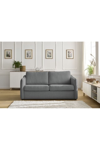 Canapé convertible Lenny - Gris foncé - 2 places  - Tissu toucher doux - Couchage 140 x 190 cm