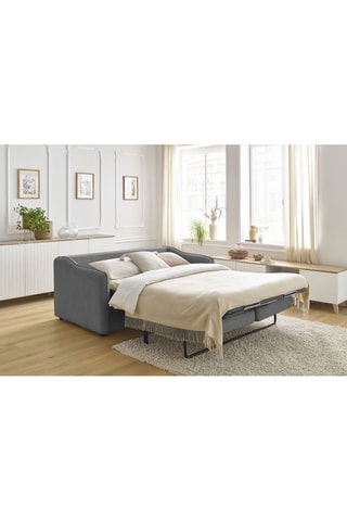 Canapé convertible Lenny - Gris foncé - 2 places  - Tissu toucher doux - Couchage 140 x 190 cm