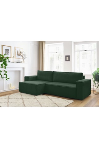 Canapé d'angle réversible convertible Nihad - Vert foncé - Couchage 231 x 130 cm