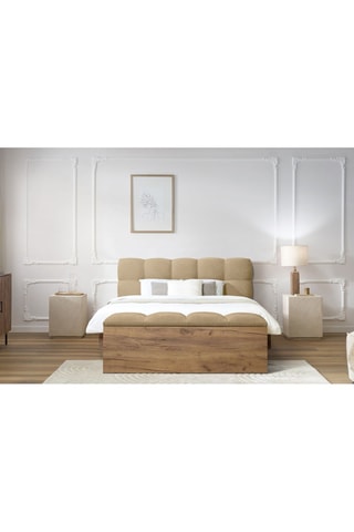 Lit et bout de lit Kumo - Beige et imitation bois