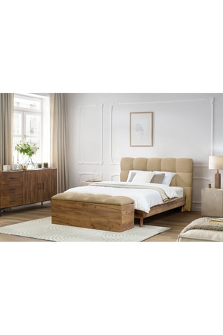 Lit et bout de lit Kumo - Beige et imitation bois