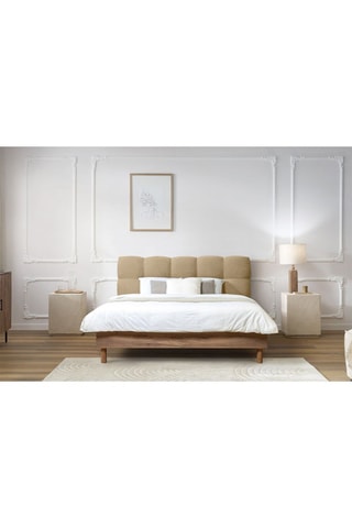 Lit Kumo - Beige et imitation bois