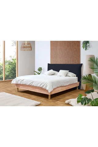 Lit Charlie - Bleu foncé et imitation bois