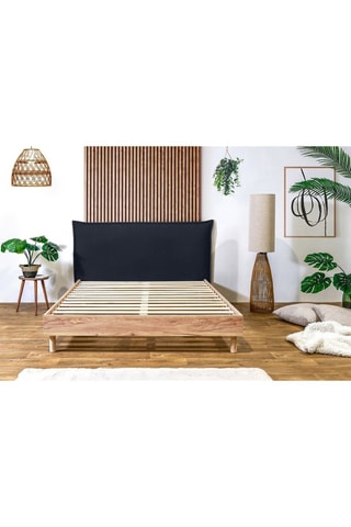 Lit Charlie - Bleu foncé et imitation bois