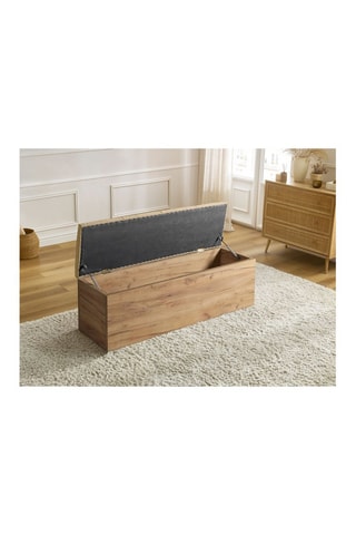 Banc-coffre en bois Kumo - Beige - En tissu