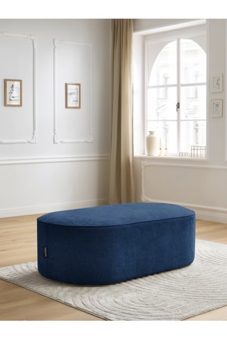 Pouf Rousseau - Bleu foncé - En tissu texturé
