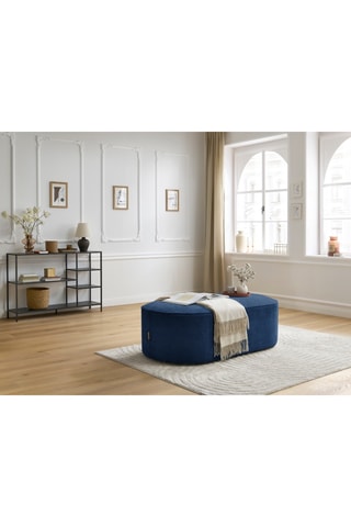 Pouf Rousseau - Bleu foncé - En tissu texturé