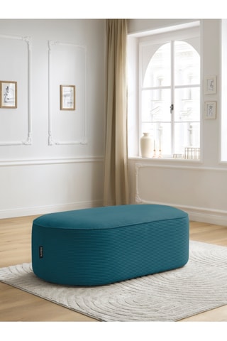 Pouf Rousseau - Bleu canard - Toucher velours