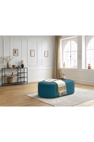 Pouf Rousseau - Bleu canard - Toucher velours