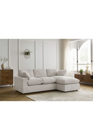 Canapé d'angle réversible Belair - Beige - 3 places - En velours côtelé