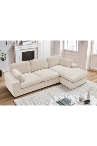 Canapé d'angle réversible Belair - Beige - 3 places - En polyester