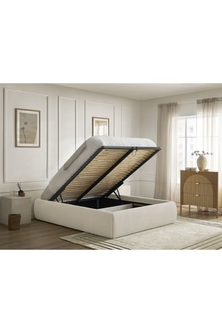 Sommier coffre Inera - Beige - En Tissu bouclette