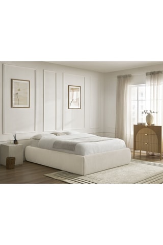 Sommier coffre Inera - Beige - En Tissu bouclette