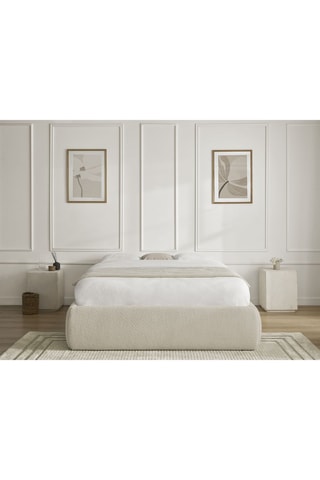 Sommier coffre Inera - Beige - En Tissu bouclette