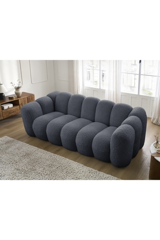 Canapé Hippolyte - Gris foncé - 3 places - En tissu bouclette