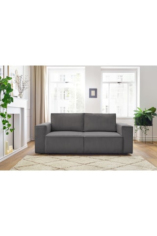 Canapé Nihad - Gris foncé - 2 places - En tissu velours