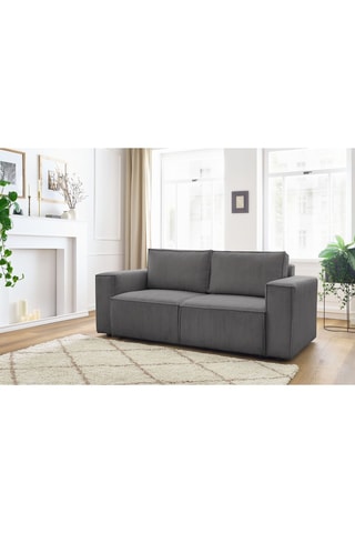Canapé Nihad - Gris foncé - 2 places - En tissu velours