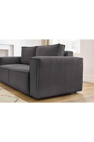 Canapé Nihad - Gris foncé - 2 places - En tissu velours