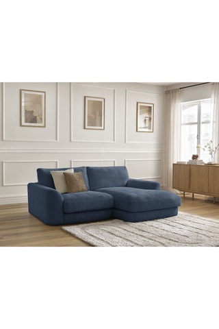 Canapé d'angle droit Leonore - Bleu foncé - 3 places - En tissu texturé