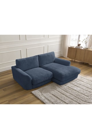 Canapé d'angle droit Leonore - Bleu foncé - 3 places - En tissu texturé