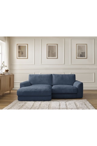 Canapé d'angle gauche Leonore - Bleu foncé - 3 places - En tissu texturé