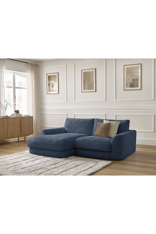 Canapé d'angle gauche Leonore - Bleu foncé - 3 places - En tissu texturé