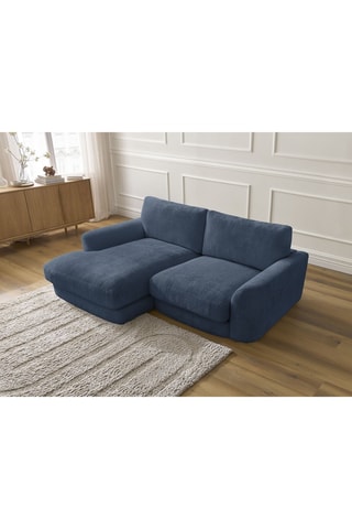 Canapé d'angle gauche Leonore - Bleu foncé - 3 places - En tissu texturé